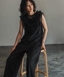 チュールフリルベスト・オールインワン セット 結婚式 パンツドレス パーティードレス オケージョンドレス お呼ばれ 二次会 成人式 同窓会 謝恩会