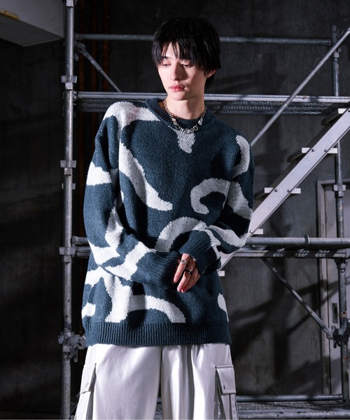 Ellno Loset(エルノロゼット)の「ニュアンスラインニット(ニット/セーター・メンズ・ブルーグレー/ブラック・LARGE/MEDIUM/SMALL)」の20枚目の写真