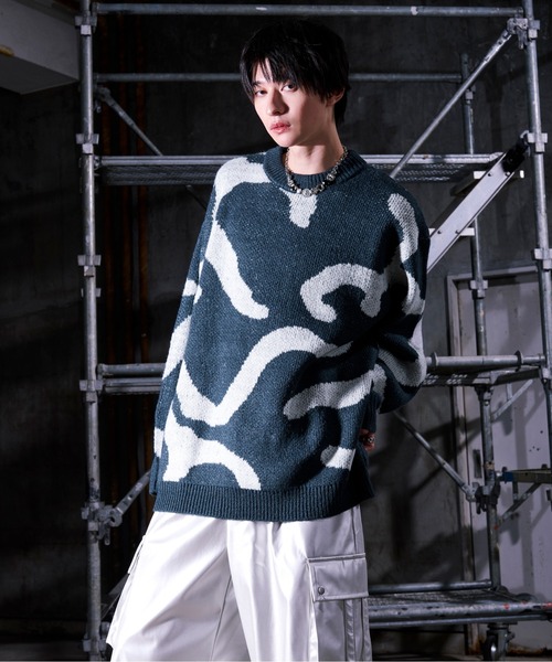 Ellno Loset(エルノロゼット)の「ニュアンスラインニット(ニット/セーター・メンズ・ブルーグレー/ブラック・LARGE/MEDIUM/SMALL)」の21枚目の写真