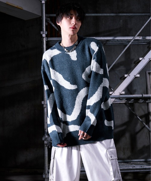 Ellno Loset(エルノロゼット)の「ニュアンスラインニット(ニット/セーター・メンズ・ブルーグレー/ブラック・LARGE/MEDIUM/SMALL)」の22枚目の写真