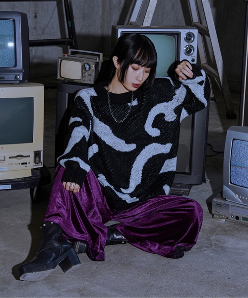 Ellno Loset(エルノロゼット)の「ニュアンスラインニット(ニット/セーター・メンズ・ブルーグレー/ブラック・LARGE/MEDIUM/SMALL)」の16枚目の写真