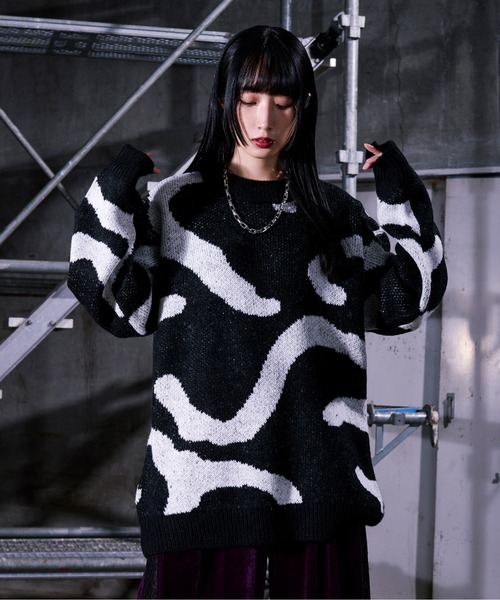 Ellno Loset(エルノロゼット)の「ニュアンスラインニット(ニット/セーター・メンズ・ブルーグレー/ブラック・LARGE/MEDIUM/SMALL)」の12枚目の写真