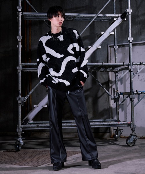 Ellno Loset(エルノロゼット)の「ニュアンスラインニット(ニット/セーター・メンズ・ブルーグレー/ブラック・LARGE/MEDIUM/SMALL)」の8枚目の写真