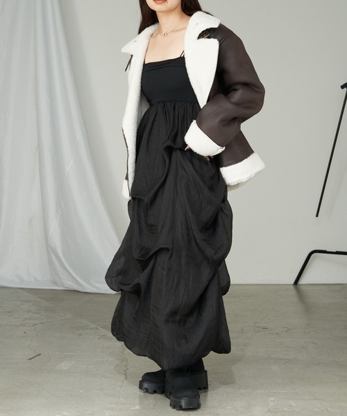 RAY CASSIN（レイカズン）の「【1枚で主役級】チュールティアードベアワンピース（ワンピース・レディース・ホワイト/ブラック/ブラウン・FREE）」の4枚目の写真