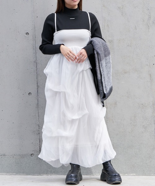 RAY CASSIN（レイカズン）の「【1枚で主役級】チュールティアードベアワンピース（ワンピース・レディース・ホワイト/ブラック/ブラウン・FREE）」の12枚目の写真