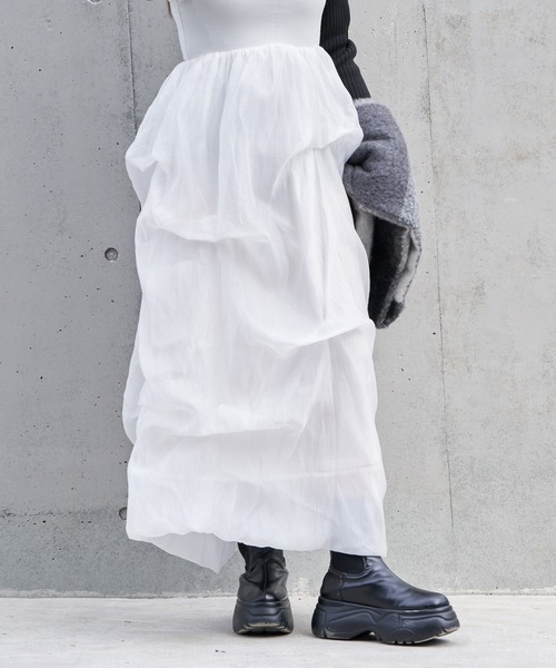 RAY CASSIN（レイカズン）の「【1枚で主役級】チュールティアードベアワンピース（ワンピース・レディース・ホワイト/ブラック/ブラウン・FREE）」の15枚目の写真