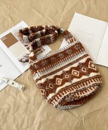 【 NOLITA / ノリータ 】ボヘミアン エスニック柄 ボア ショルダーバッグ