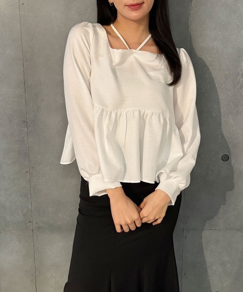 セール】シャーリングブラウス トップス 大人かわいい 韓国