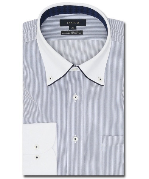 【ストレッチ 形態安定 吸水速乾 マシンウォッシャブル】タカキュー ノーアイロンストレッチ ボタンダウン ビジネスドレス長袖ニットシャツ（ビジネスシャツ）｜TAKA-Q（タカキュー）