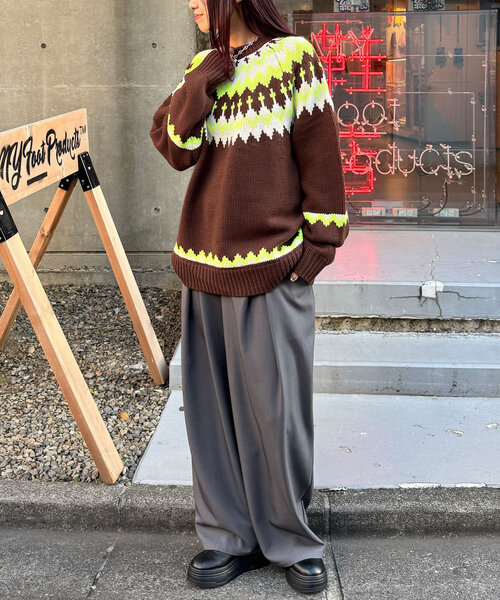 CIAOPANIC(チャオパニック)の「ノルディック柄ニットプルオーバー(ニット/セーター・レディース・ブラウン/レッド・FREE)」の8枚目の写真