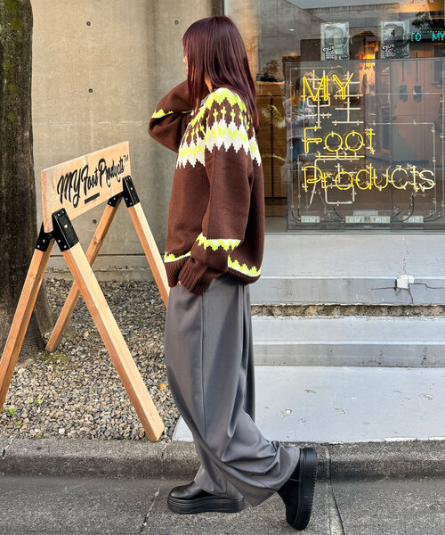 CIAOPANIC(チャオパニック)の「ノルディック柄ニットプルオーバー(ニット/セーター・レディース・ブラウン/レッド・FREE)」の9枚目の写真