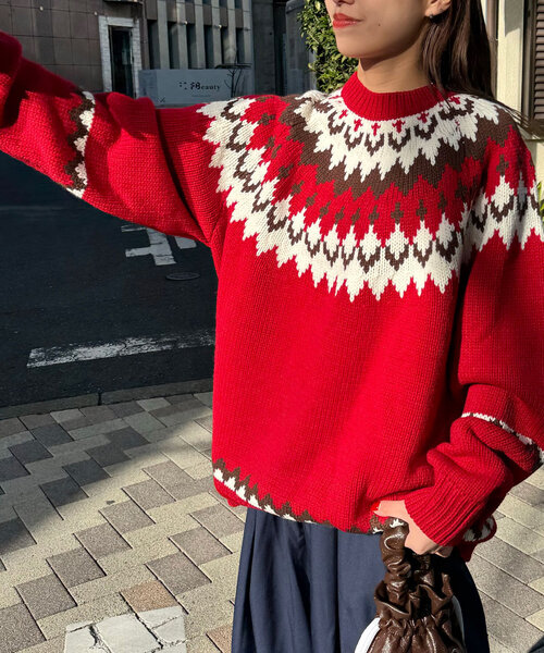 CIAOPANIC(チャオパニック)の「ノルディック柄ニットプルオーバー(ニット/セーター・レディース・ブラウン/レッド・FREE)」の20枚目の写真