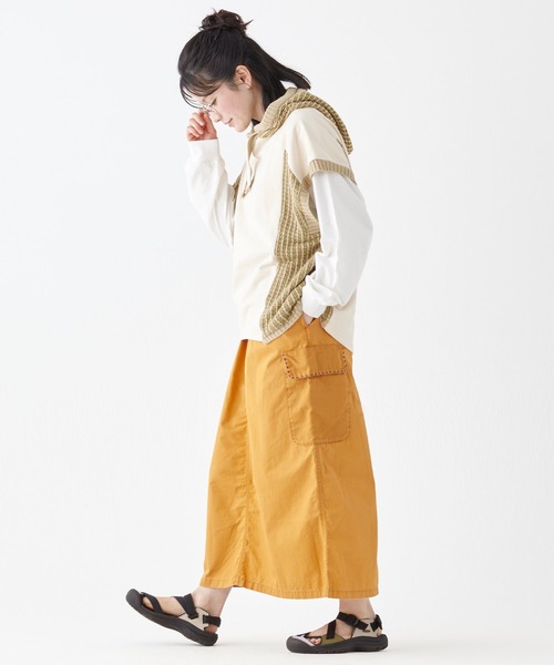 KRIFF MAYER Lady's Collection（クリフメイヤーレディースコレクション）の「クラフト刺繍カーゴスカート（スカート・レディース・チャコール/ベージュ/イエロー/ナチュラル/セージグリーン・MEDIUM/LARGE）」の18枚目の写真