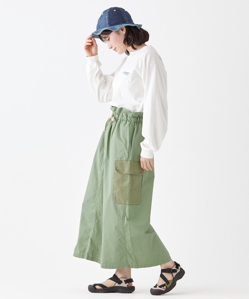 KRIFF MAYER Lady's Collection（クリフメイヤーレディースコレクション）の「クラフト刺繍カーゴスカート（スカート・レディース・チャコール/ベージュ/イエロー/ナチュラル/セージグリーン・MEDIUM/LARGE）」の22枚目の写真