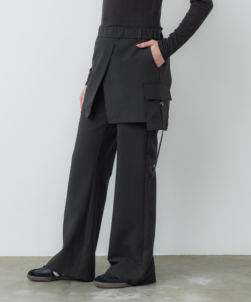 coca(coca)(コカ)の「スカートレイヤードパンツ(その他パンツ・レディース・チャコール/ブラック・L/S/M)」の4枚目の写真