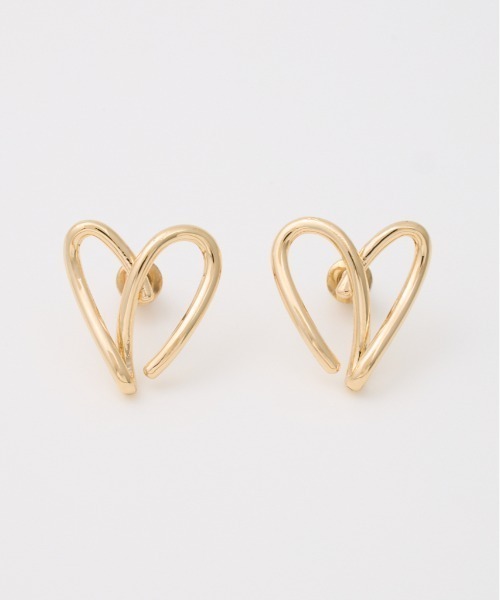 SLY（スライ）の「LINE HEART P/EARRING ライン ハート ピアス イヤリング（ピアス（両耳用）・レディース・シルバー/ゴールド・FREE）」の2枚目の写真