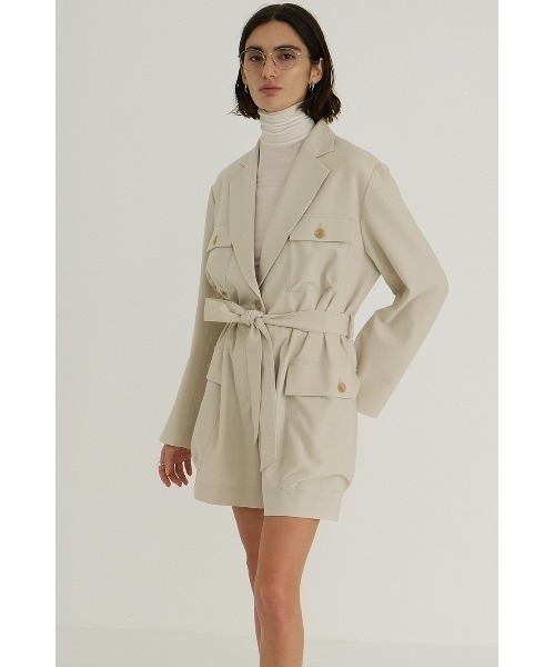 CLANE(クラネ)の「CLANE/クラネ/MILITARY SHORT ALL IN ONE(つなぎ/オールインワン・レディース・ブラック/アイボリー・1)」の3枚目の写真