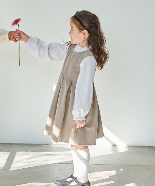 pairmanon(ペアマノン)の「ボレロ&ノースリーブプリーツワンピース(ワンピース・キッズ・ベージュ/ネイビー・140/130/150/100/120/110/90)」の4枚目の写真