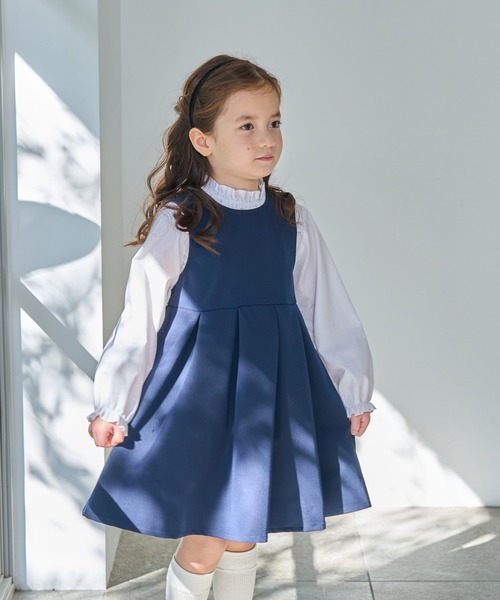 pairmanon(ペアマノン)の「ボレロ&ノースリーブプリーツワンピース(ワンピース・キッズ・ベージュ/ネイビー・140/130/150/100/120/110/90)」の9枚目の写真