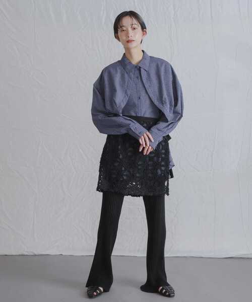 KBF(ケイビーエフ)の「チェックレイヤードBIGシャツ(シャツ/ブラウス・レディース・オフホワイト/ネイビー/アイボリー・ONE)」の17枚目の写真