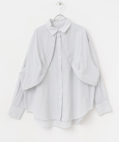 KBF(ケイビーエフ)の「チェックレイヤードBIGシャツ(シャツ/ブラウス・レディース・オフホワイト/ネイビー/アイボリー・ONE)」の19枚目の写真