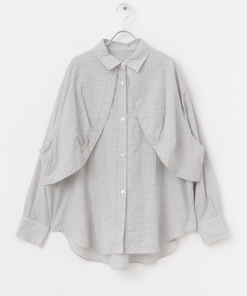 KBF(ケイビーエフ)の「チェックレイヤードBIGシャツ(シャツ/ブラウス・レディース・オフホワイト/ネイビー/アイボリー・ONE)」の20枚目の写真