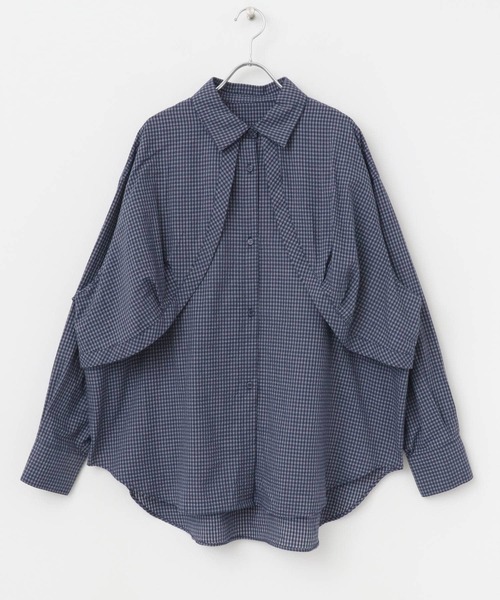 KBF(ケイビーエフ)の「チェックレイヤードBIGシャツ(シャツ/ブラウス・レディース・オフホワイト/ネイビー/アイボリー・ONE)」の21枚目の写真