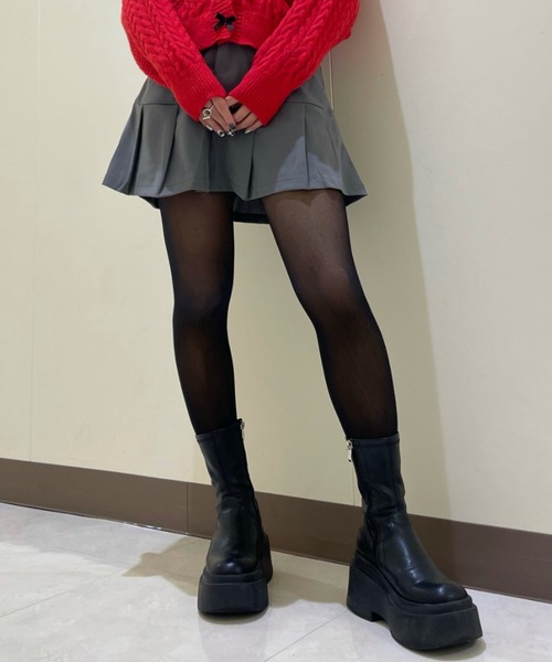 ampm（エーエムピーエム）の「【ampm】プリーツステッチハイウエストAラインミニスカート（スカート・レディース・グレー/ブラック・S/M/L）」の13枚目の写真