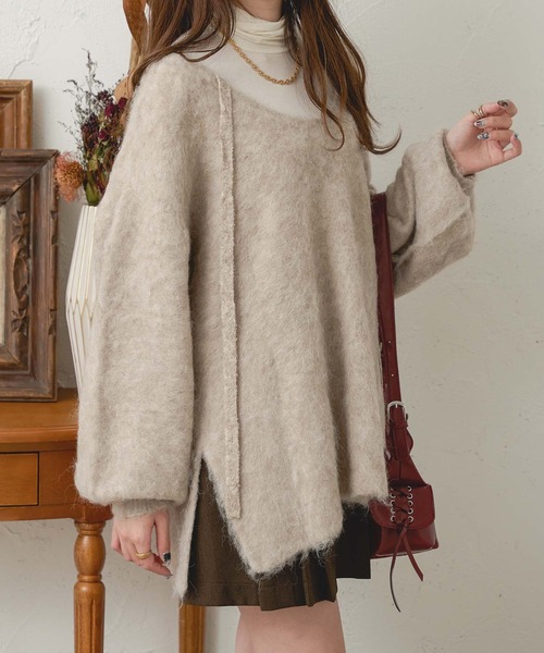 Ambre Neige(アンブルネージュ)の「ルーズシャギーVネックニット/WEB/EC限定商品(ニット/セーター・レディース・ダークブラウン/オレンジ/アイボリー/ライトブルー・FREE)」の20枚目の写真