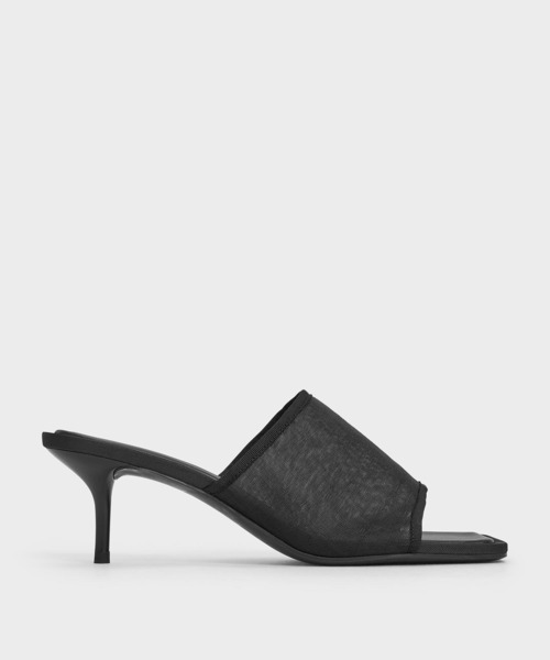 CHARLES & KEITH(チャールズ & キース)の「Loren ローレン メッシュキトゥンヒールミュール(サンダル・レディース・ブラック系その他2・23.5cm/23cm/22.5cm)」の1枚目の写真