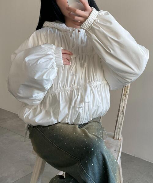 WEGO（ウィゴー）の「WEGO/リボンフードブルゾン（ブルゾン・レディース・ホワイト/ブラック・FREE）」の18枚目の写真