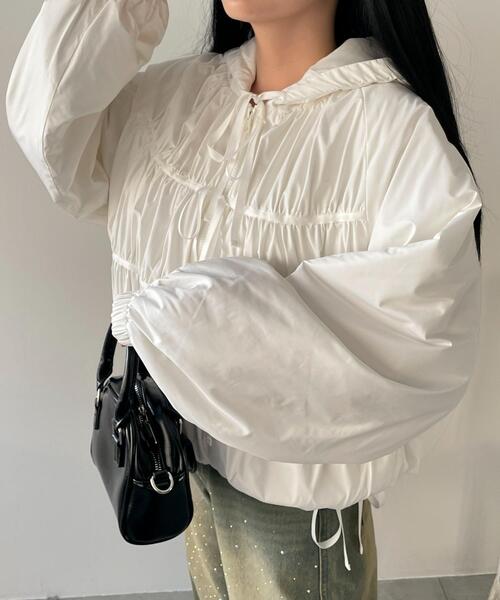 WEGO（ウィゴー）の「WEGO/リボンフードブルゾン（ブルゾン・レディース・ホワイト/ブラック・FREE）」の16枚目の写真