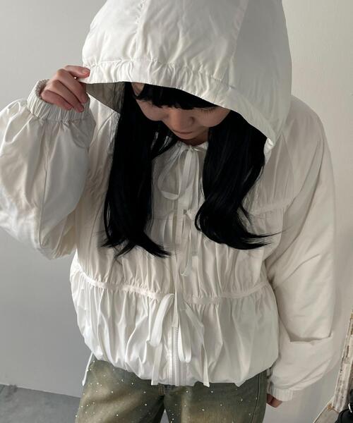 WEGO（ウィゴー）の「WEGO/リボンフードブルゾン（ブルゾン・レディース・ホワイト/ブラック・FREE）」の15枚目の写真