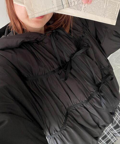 WEGO（ウィゴー）の「WEGO/リボンフードブルゾン（ブルゾン・レディース・ホワイト/ブラック・FREE）」の13枚目の写真