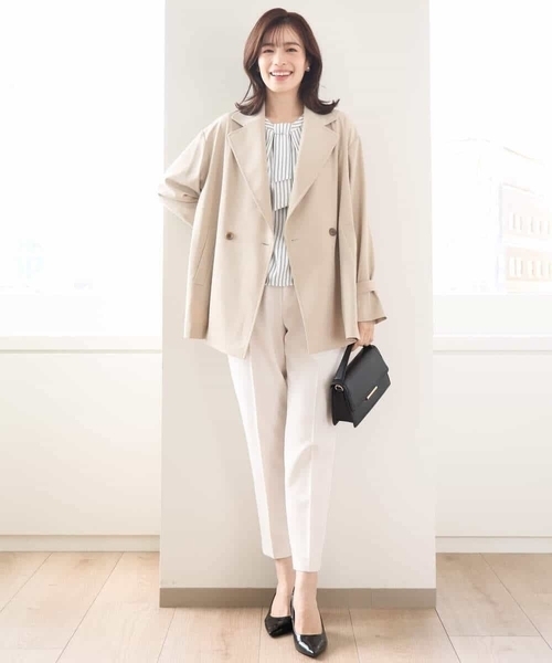 OFUON le MK（オフオンルエムケー）の「[名品シリーズ]ストレッチテーパードパンツ/WEB限定サイズあり/洗える（スラックス・レディース・アイボリー/ネイビー/モカ・42/40/38/36）」の10枚目の写真