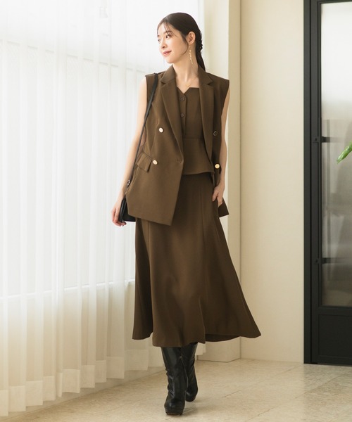 CELEN（セレン）の「【洗える/セットアップ対応/セレモニー】2WAYペプラムキャミソールビスチェ 単品（スーツベスト・レディース・ブラック/ネイビー/ブラウン/グレー系その他・LT/MT/L/M/ST/S）」の13枚目の写真