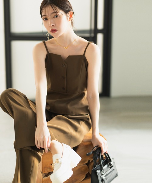 CELEN（セレン）の「【洗える/セットアップ対応/セレモニー】2WAYペプラムキャミソールビスチェ 単品（スーツベスト・レディース・ブラック/ネイビー/ブラウン/グレー系その他・LT/MT/L/M/ST/S）」の5枚目の写真