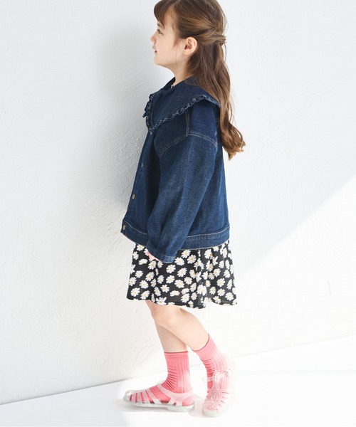 新品未使用タグ付きフリルバルーン襟ブラックデニムジャケット osharewalker デニム ジャケット レディース ライトアウター