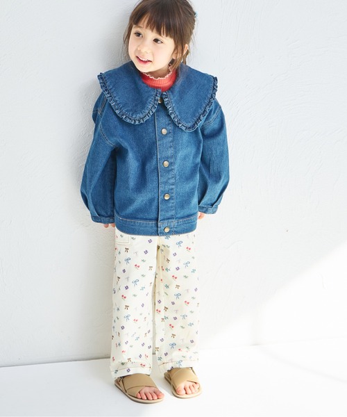 MEDE19F 箔プリントのオーバーサイズデニムジャケット〈ブルー