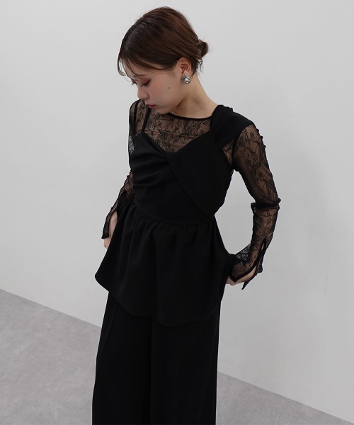 パンツドレス 結婚式 お呼ばれドレス 黒 韓国 パーティードレス