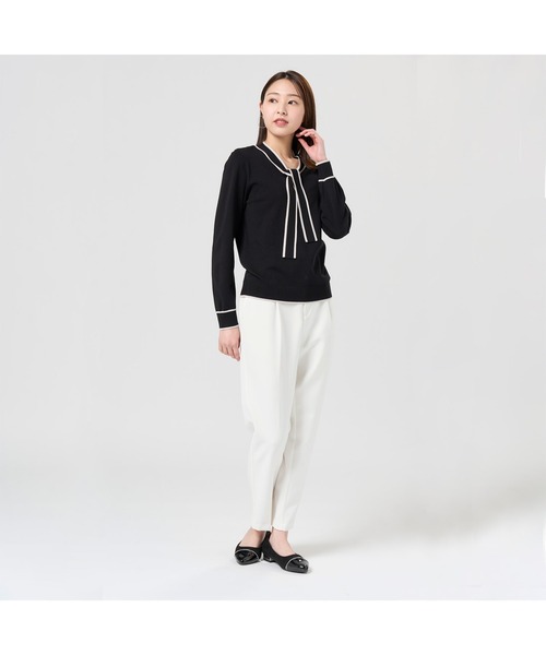 TOKYO SHIRTS（トウキョウシャツ）の「ボウタイ レディースニットプルオーバー（ニット/セーター・レディース・ネイビー/ブラック/ベージュ・M/L）」の4枚目の写真