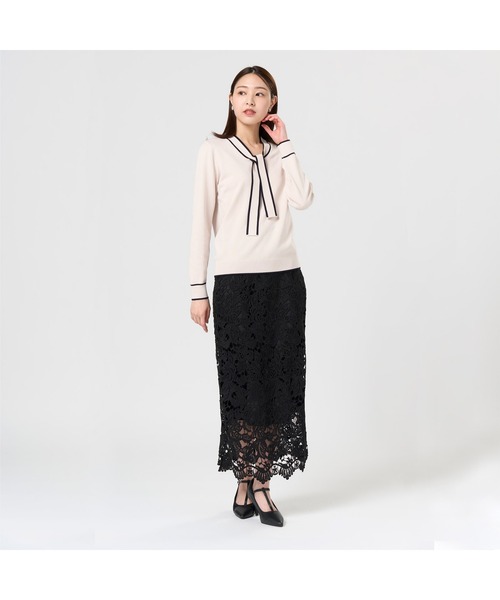 TOKYO SHIRTS（トウキョウシャツ）の「ボウタイ レディースニットプルオーバー（ニット/セーター・レディース・ネイビー/ブラック/ベージュ・M/L）」の12枚目の写真