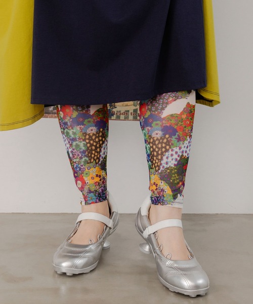 ScoLar（スカラー）の「151609：蝶花ネコとウサギ 3柄展開チュールレギンス（レギンス/スパッツ・レディース・ブラック/オフホワイト/グリーン・M）」の16枚目の写真