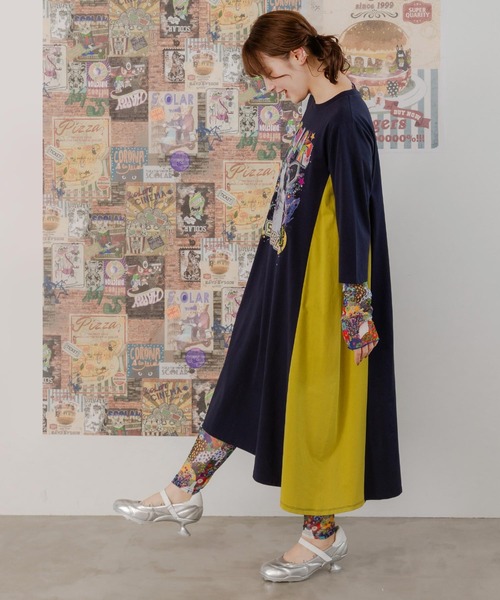 ScoLar（スカラー）の「151609：蝶花ネコとウサギ 3柄展開チュールレギンス（レギンス/スパッツ・レディース・ブラック/オフホワイト/グリーン・M）」の17枚目の写真