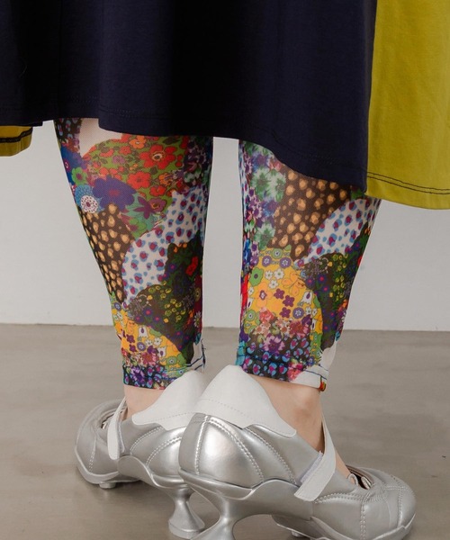 ScoLar（スカラー）の「151609：蝶花ネコとウサギ 3柄展開チュールレギンス（レギンス/スパッツ・レディース・ブラック/オフホワイト/グリーン・M）」の19枚目の写真