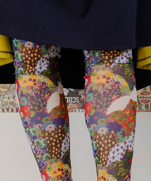 ScoLar（スカラー）の「151609：蝶花ネコとウサギ 3柄展開チュールレギンス（レギンス/スパッツ・レディース・ブラック/オフホワイト/グリーン・M）」の20枚目の写真