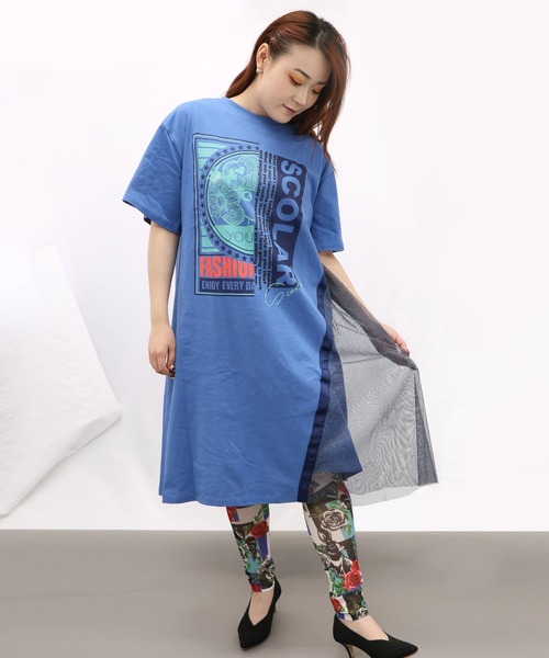 ScoLar（スカラー）の「151609：蝶花ネコとウサギ 3柄展開チュールレギンス（レギンス/スパッツ・レディース・ブラック/オフホワイト/グリーン・M）」の11枚目の写真