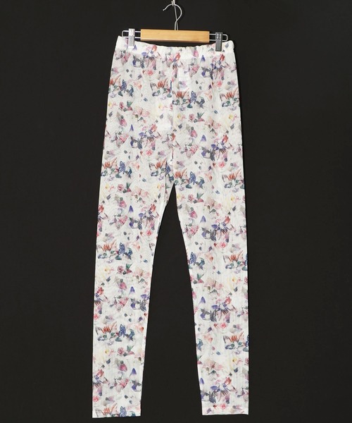 ScoLar（スカラー）の「151609：蝶花ネコとウサギ 3柄展開チュールレギンス（レギンス/スパッツ・レディース・ブラック/オフホワイト/グリーン・M）」の12枚目の写真