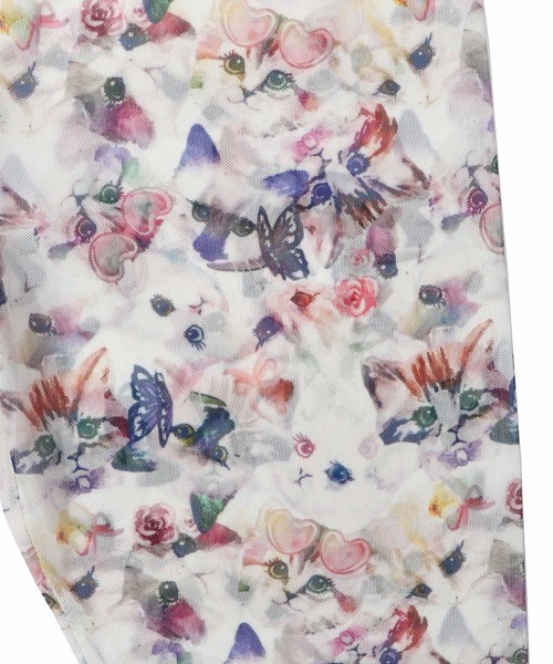 ScoLar（スカラー）の「151609：蝶花ネコとウサギ 3柄展開チュールレギンス（レギンス/スパッツ・レディース・ブラック/オフホワイト/グリーン・M）」の13枚目の写真