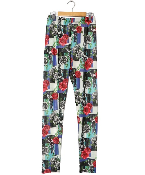 ScoLar（スカラー）の「151609：蝶花ネコとウサギ 3柄展開チュールレギンス（レギンス/スパッツ・レディース・ブラック/オフホワイト/グリーン・M）」の14枚目の写真